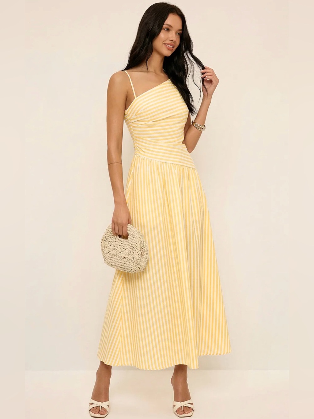 Commense Striped Cut-Out
Asymmetric Cami Maxi Dress size M